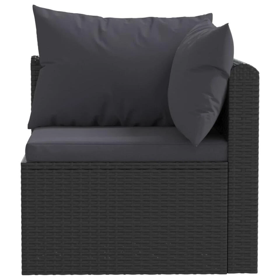 VidaXL 2-delige Loungeset Met Kussens Poly Rattan Zwart 3 VidaXL 2-delige Loungeset Met Kussens Poly Rattan Zwart - Afbeelding 3