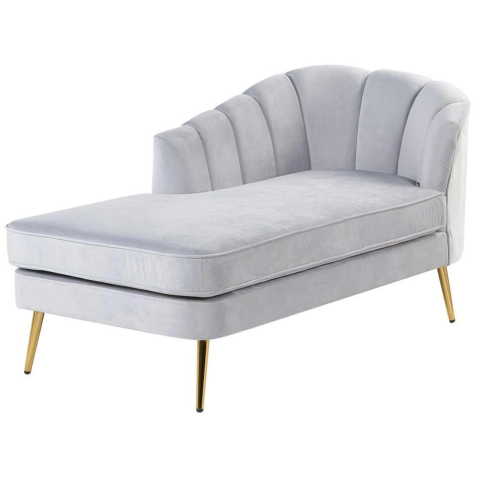 ALLIER - Chaise Longue - Grijs - Rechterzijde - Fluweel 4 ALLIER - Chaise Longue - Grijs - Rechterzijde - Fluweel - Afbeelding 4