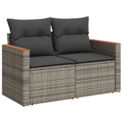VidaXL Loungeset Met 8 Kussens En Hout Armsteun - Grijs - 6 Stuks -VIDAXL Winkel c9d382c7109548d6998cd66dcd9433d3