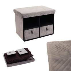 Home Deco Poefje - Opbergbox - Grijs Velvet - 50 X 38 Cm -VIDAXL Winkel ca73cb25d2cc4902a307351a426fdebb