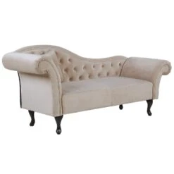 LATTES - Chaise Longue - Beige - Linkerzijde - Fluweel -VIDAXL Winkel cd37d6ddc4f4475bb6fccf2843ecd83d