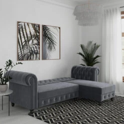 Felix - 3-zits Hoekslaapbank In Antraciet Fluweel -VIDAXL Winkel cd40a4903ed246779ed5f30a8f322673