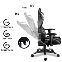 Ocazi Chicago Gaming Stoel - Bureaustoel - Zwart/Wit -VIDAXL Winkel ce583785afd54eeb80bc84f6b92462b0