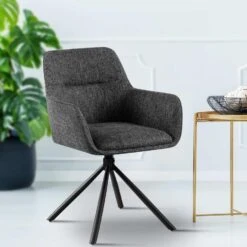 CLP Set Van 2 Eetkamerstoel Tipton Zwart Frame - Stof - Donkergrijs -VIDAXL Winkel cf4d521551b54291a0cb7beb8e6aff24