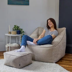 Icon Zitzak En Poef Natalia - Chenille Zitzak Fauteuil - Beige -VIDAXL Winkel cf7059a93d934a2cbcd7814d86b2f9b0