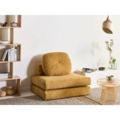 OLDEN - Slaapbank - Mosterdgeel - Stof -VIDAXL Winkel d0f771fc51e9427982a82ad098365661