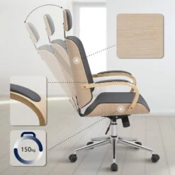 CLP Bureaustoel Dayton Chroom Frame - Kunstleer - Natura/grijs -VIDAXL Winkel d14cdf612d9e42bcb6ffb53c3898302e