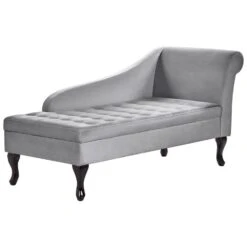 PESSAC - Chaise Longue - Lichtgrijs - Rechterzijde - Fluweel -VIDAXL Winkel d16767b7e7324bd3a8a21f6b639c32f3