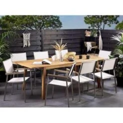 Beliani Verlengbare Tafel CESANA - Lichte Houtkleur Acaciahout -VIDAXL Winkel d23f9498e9314b63bf21a36d49c00f52