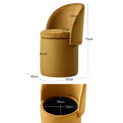 Poef Met Rugleuning En Opbergruimte In Geel Fluweel. -VIDAXL Winkel d31da516692f450599719bc6ce715976