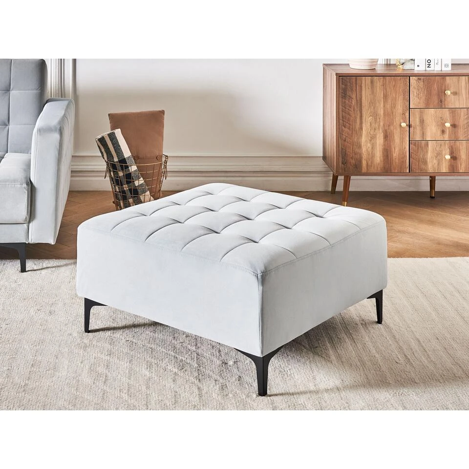 ABERDEEN - Ottomaan - Lichtgrijs - Fluweel 2 ABERDEEN - Ottomaan - Lichtgrijs - Fluweel - Afbeelding 2