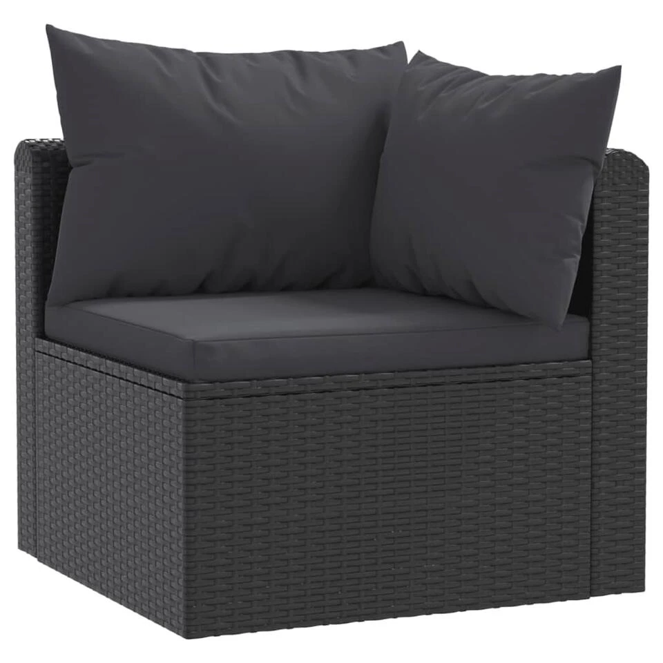 VidaXL 2-delige Loungeset Met Kussens Poly Rattan Zwart 2 VidaXL 2-delige Loungeset Met Kussens Poly Rattan Zwart - Afbeelding 2