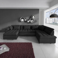 Meubella - Hoekbank Nicoreta - Zwart - Leer - Stof - Links -VIDAXL Winkel d5836ad9d2ec4631afcc969e9291890c