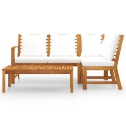 VidaXL - Loungeset - Crème - Acaciahout - 4 Stuks - Met Kussens -VIDAXL Winkel d60e325bd1a8453cb9b415581a6ad3d8