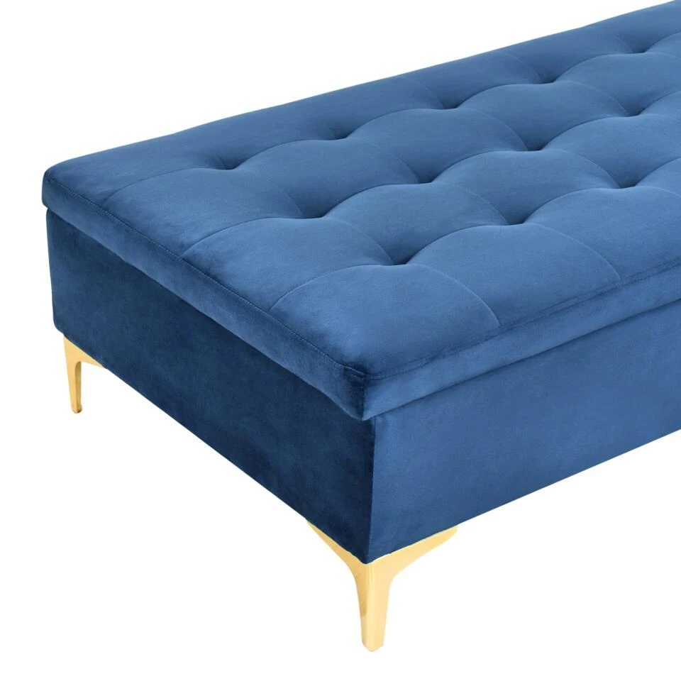 ABERDEEN - Ottomaan Met Opbergruimte - Marineblauw - Fluweel 7 ABERDEEN - Ottomaan Met Opbergruimte - Marineblauw - Fluweel - Afbeelding 7