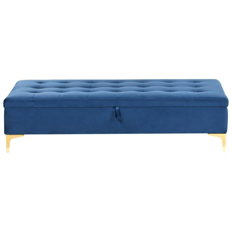 ABERDEEN - Ottomaan Met Opbergruimte - Marineblauw - Fluweel 5 ABERDEEN - Ottomaan Met Opbergruimte - Marineblauw - Fluweel - Afbeelding 5