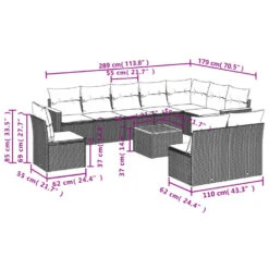 VidaXL 11-delige Loungeset Met Kussens En Salontafel - Gris - Poly Rattan -VIDAXL Winkel d86fe7926a7f425986c1e66af61df207