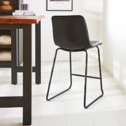 Industriële Barkruk Mark Zwart - Zithoogte 65 Cm - Kunstleder - Zwart -VIDAXL Winkel d8cac58872374035b0eb806a359998b4