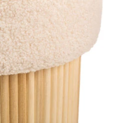 Poef Met Witte Krullen En Houten Basis -VIDAXL Winkel d91a6eeccc684a4fac1c6903bd1dbb7f