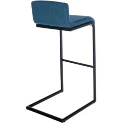 CLP Barkruk Newport Zwart Frame - Stof - Blauw -VIDAXL Winkel ddb854a5ae99420ca0419fe0963ee05b