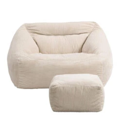 Merkloos HOME DELUXE Zitzak COSY Beige Inclusief Krukje -VIDAXL Winkel dea27228e58c4e2db42544f4492fc828