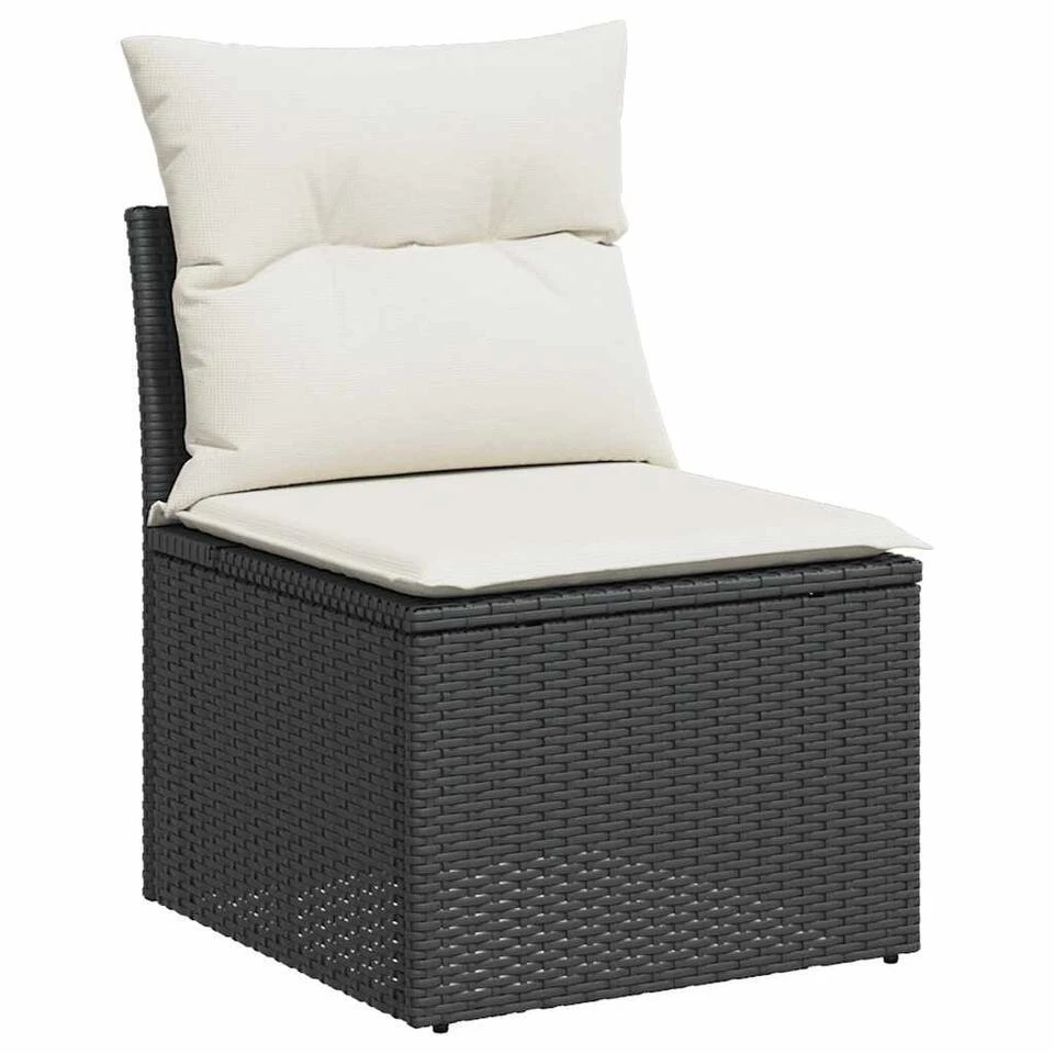 VidaXL Loungebank 2 Zits Met Crème Kussens Poly Rattan - Zwart 110x62x69 Cm 4 VidaXL Loungebank 2 Zits Met Crème Kussens Poly Rattan - Zwart 110x62x69 Cm - Afbeelding 4