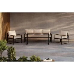 Svea - Fatima Loungeset - Zwart/beige -VIDAXL Winkel dee475a0ddb34a66a21da7db99657a70