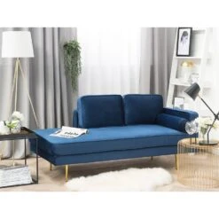 MIRAMAS - Chaise Longue - Blauw - Rechterzijde - Fluweel -VIDAXL Winkel df9633cd52084ed39276c207a11bdbed