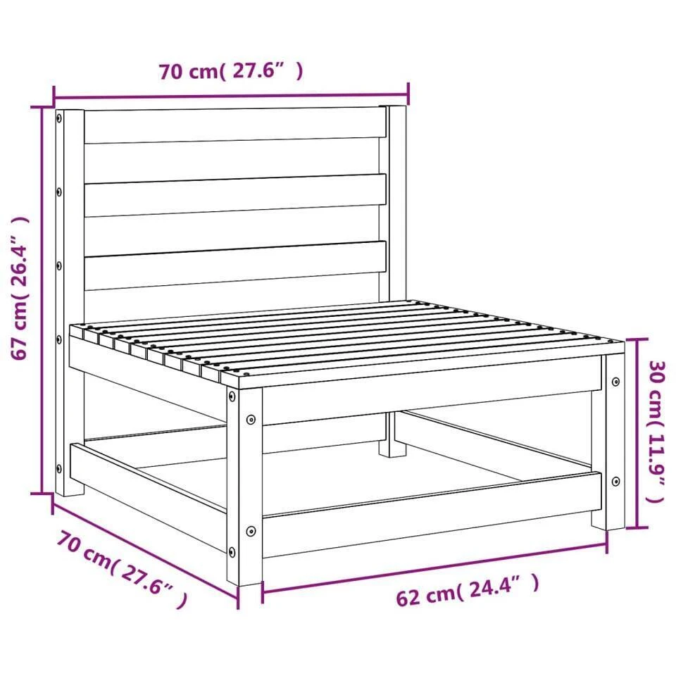 VidaXL - Tuinbank Zonder Armleuningen - Wit - Grenenhout - 70x70 67 Cm 8 VidaXL - Tuinbank Zonder Armleuningen - Wit - Grenenhout - 70x70 67 Cm - Afbeelding 8