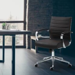 CLP Bureaustoel Oakland Chroom Frame - Echt Leer - Bruin -VIDAXL Winkel e1871994a2f7496996c3198e7e8ba030