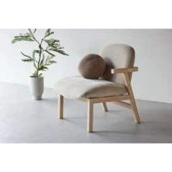 Svea - Nakamura Fauteuil - Rubberhout En Stof - Beige -VIDAXL Winkel e1cb9b2c4abf4656ae49868341a621c0