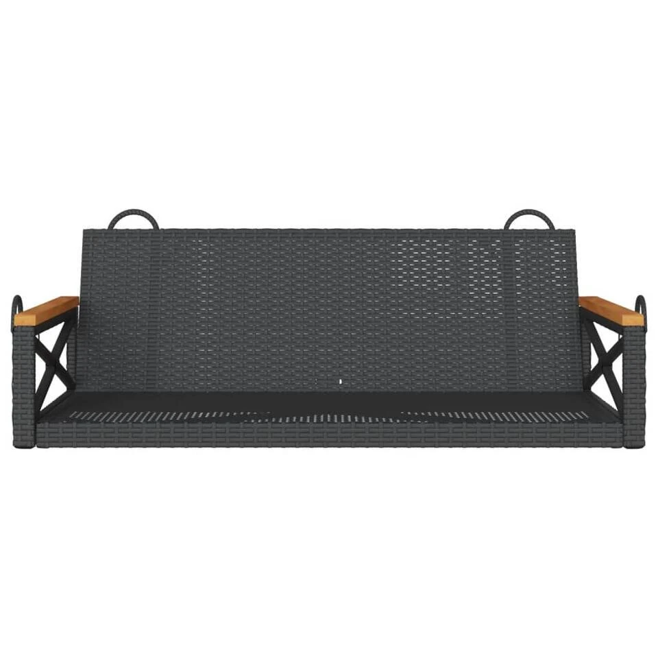 VidaXL - Schommelbank - Zwart - Poly Rattan - 62 X 109 X 40 Cm 4 VidaXL - Schommelbank - Zwart - Poly Rattan - 62 X 109 X 40 Cm - Afbeelding 4