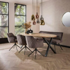 Diego Eetkamerbank Velvet - Stof - Grijs -VIDAXL Winkel e3f7771d5100476abde53d2a1f277263