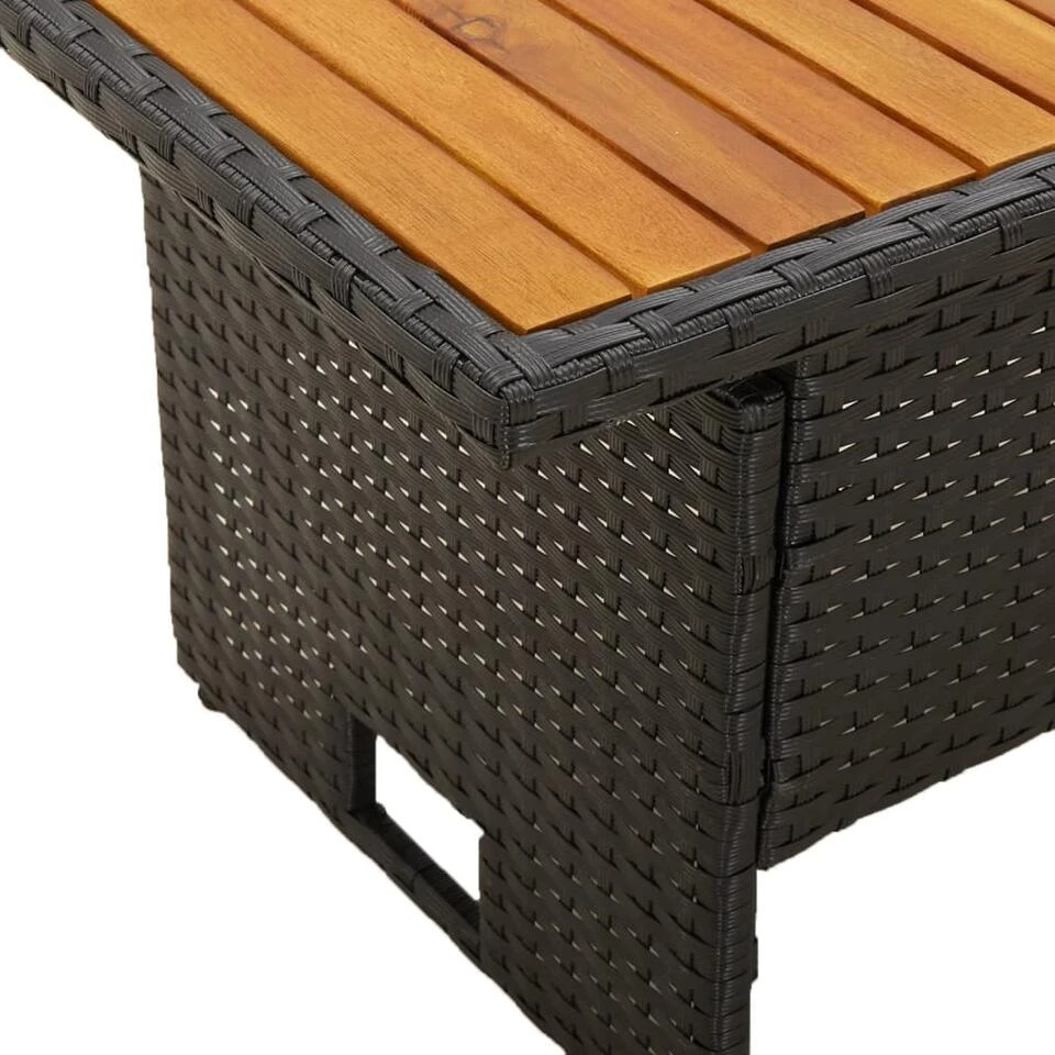 VidaXL - Tuintafel - Zwart - Acaciahout En Poly Rattan - 100x50x43/63 Cm 6 VidaXL - Tuintafel - Zwart - Acaciahout En Poly Rattan - 100x50x43/63 Cm - Afbeelding 6
