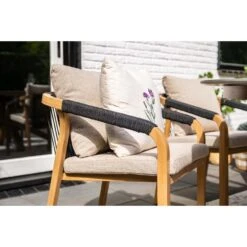 Monti Dining Fauteuil - Light Teaklook - Rope Lava Zwart - Gobi Sand -VIDAXL Winkel e7e0fd265f1f497b902f2d9e65f6a3f5