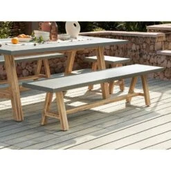 TONNARE - Tuinbank - Licht Hout - 200 Cm - Beton -VIDAXL Winkel e84c55940cf34c7ba09c2f9cf312a72c