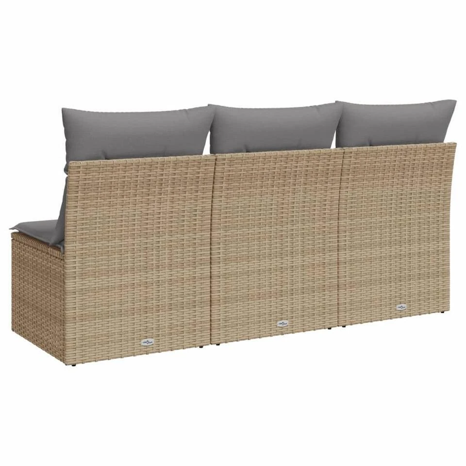 VidaXL - Tuinbank 3-zits - Beige - Poly Rattan - Met Kussens 6 VidaXL - Tuinbank 3-zits - Beige - Poly Rattan - Met Kussens - Afbeelding 6