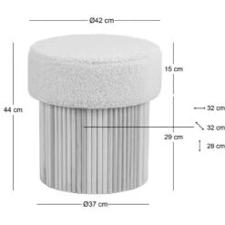 Poef Met Witte Krullen En Houten Basis -VIDAXL Winkel ea2158aa02ed43268512af9c5d02d60a