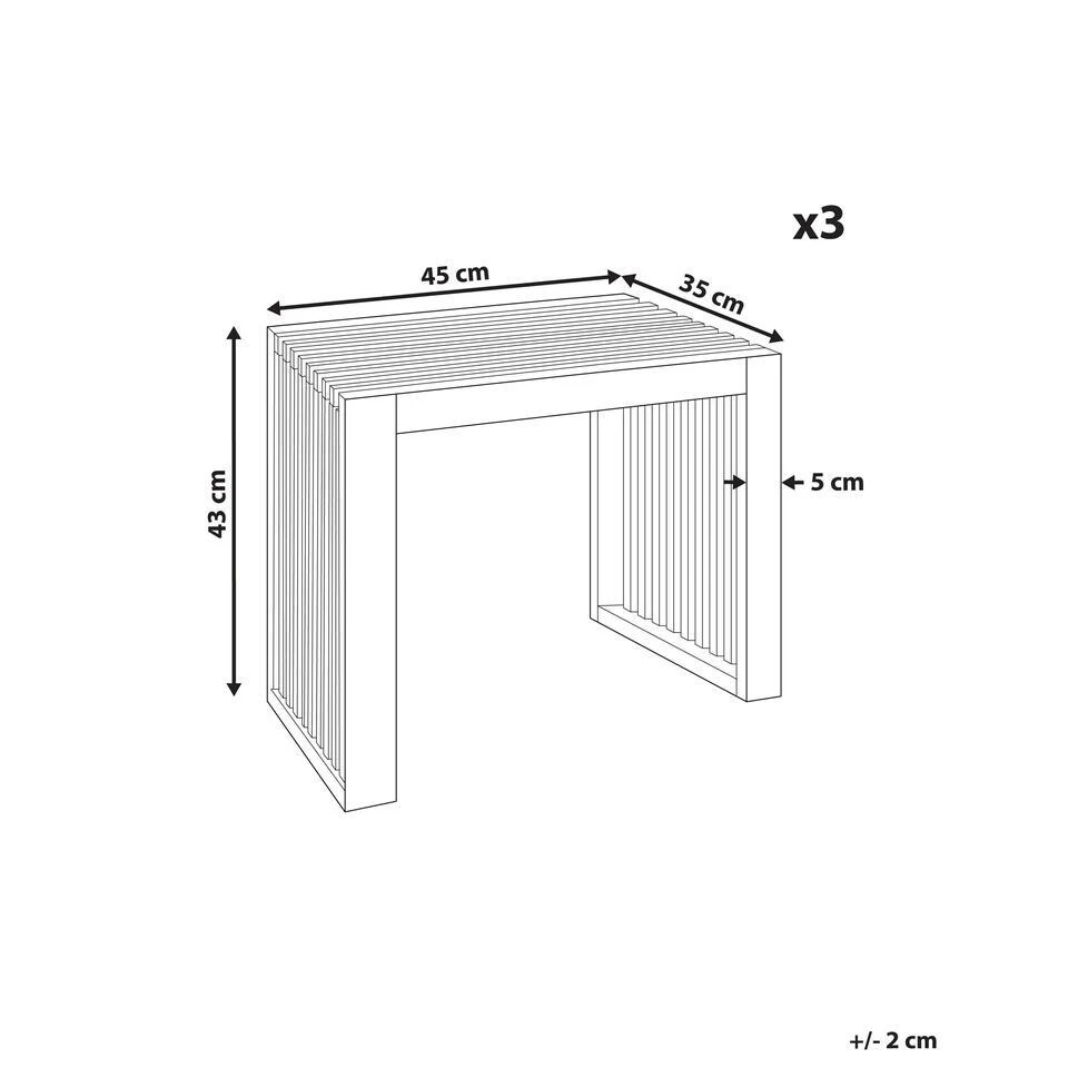 BELLANO - Tuinkrukjes Set Van 3 - Lichthout - Acaciahout 3 BELLANO - Tuinkrukjes Set Van 3 - Lichthout - Acaciahout - Afbeelding 3