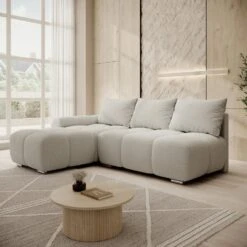 Meubella - Broome - Hoekbank 3-zits - Grijs Teddystof - Links -VIDAXL Winkel eb100506573f476a985ccc1073f9f129