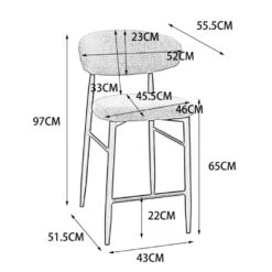 Barstoel - Beige Stof - Zithoogte 65cm - 55x52x94cm - Alexia - Set Van 2 -VIDAXL Winkel ec96468371cf44a49ed9ffc769d8d49c