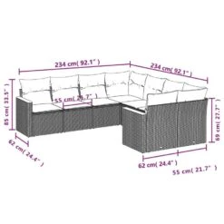 VidaXL 8-delige Loungeset Met Kussens & Hout Armsteun - Grijs - Poly Rattan -VIDAXL Winkel ecb8ed0d3b3a48b5b71927b9cadfa2cc