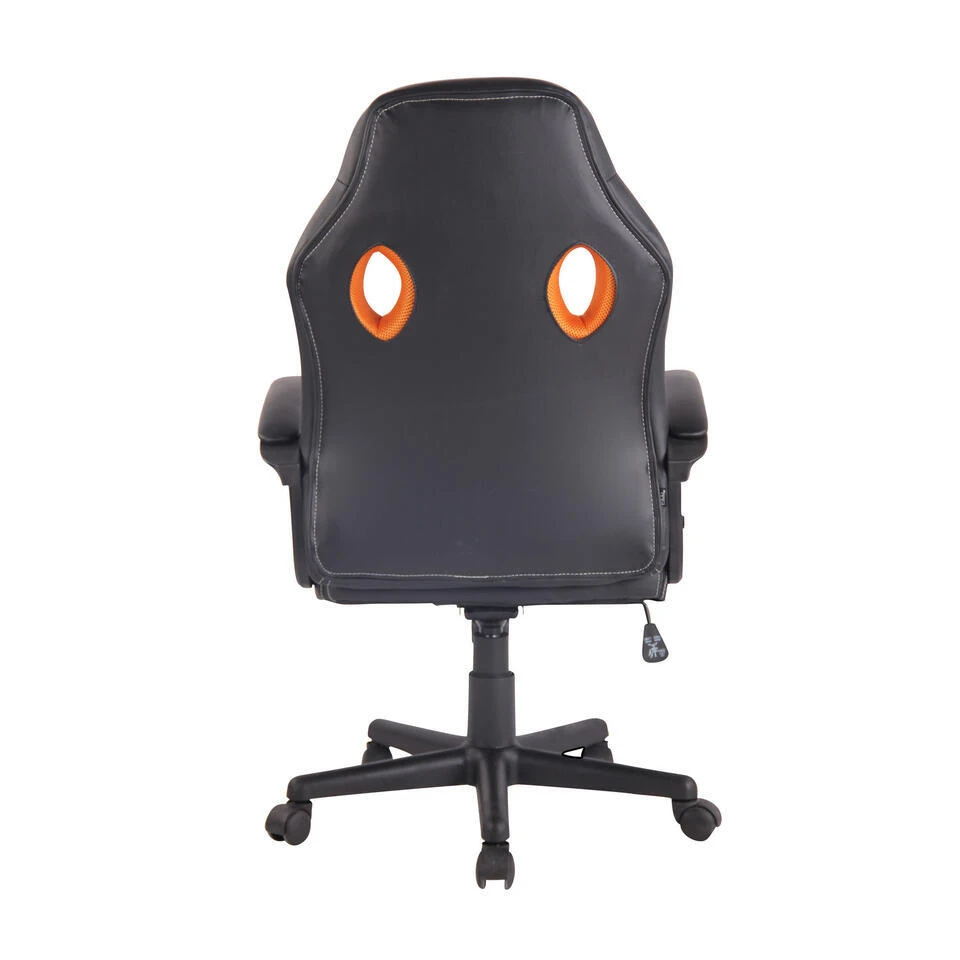 CLP Bureaustoel Elbing Zwart Frame - Kunstleer - Zwart/oranje 4 CLP Bureaustoel Elbing Zwart Frame - Kunstleer - Zwart/oranje - Afbeelding 4