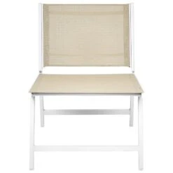 MARCEDDI -Tuinstoel Met Voetenbank - Beige/Wit - Textileen -VIDAXL Winkel ede1f3a3eabf46cc8ca22bec47b43f36 1