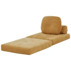 OLDEN - Slaapbank - Mosterdgeel - Stof -VIDAXL Winkel ee72d9aebb4841b59f869f592cc61246