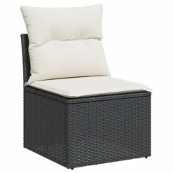 VidaXL Loungebank 2 Zits Met Crème Kussens En Salontafel - Zwart 110x62x69 Cm -VIDAXL Winkel ee97b144b7244892ad6ff21501da1257