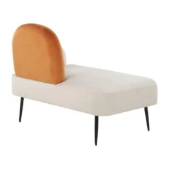 ARCEY - Chaise Longue - Wit/Oranje - Fluweel -VIDAXL Winkel ef00b09a38fe4c0d8c286ed11c0119de