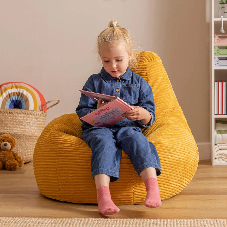 Icon Kinderzitzakken Dalton - Corduroy Zitzak - Geel 3 Icon Kinderzitzakken Dalton - Corduroy Zitzak - Geel - Afbeelding 3