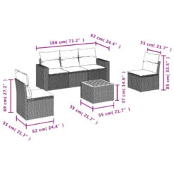 VidaXL Loungeset Met Kussens & Salontafel Voor 6 Personen- Grijs - Poly Rattan -VIDAXL Winkel f1655b212da8424e8fd79835652549cf