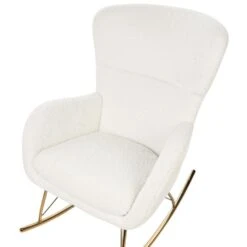 ANASET - Schommelstoel - Wit/Goud - Bouclé -VIDAXL Winkel f27ffa9226d84bc486e4eb570d8e6f23